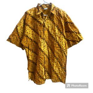 Blue Ginger‎ Gallery Short Sleeve Hawaiian Print Button Down Men's Medium
